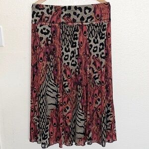 Multiples Animal Print Petite Flowy Midi Skirt